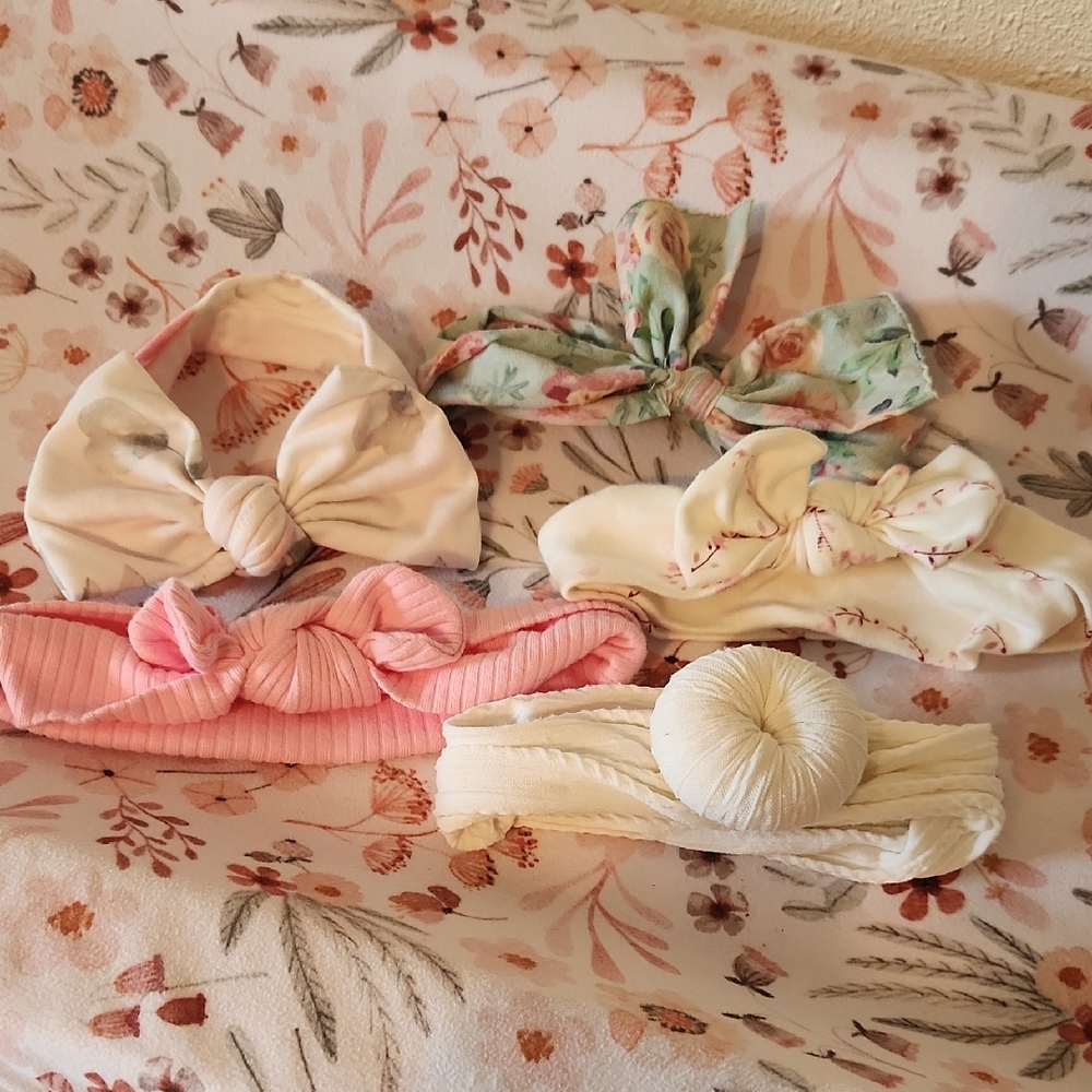 Source Unknown Knotted Headbands Set - Pink, Cream, Floral